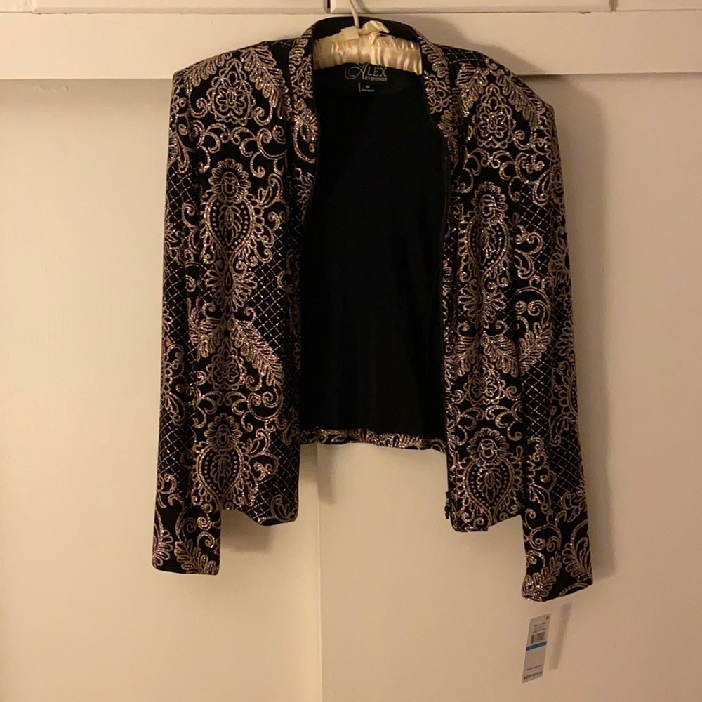 ALEX EVENINGS - gold spark dressy jacket